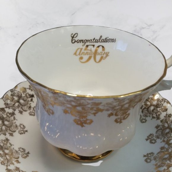 Bone China - Tea Cup and Saucer Set - 50th Anniversary Edition - Picture 2 of 2